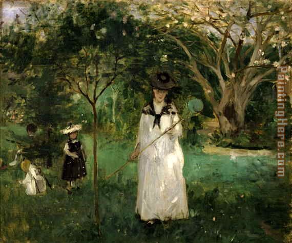 Butterfly Hunt painting - Berthe Morisot Butterfly Hunt art painting